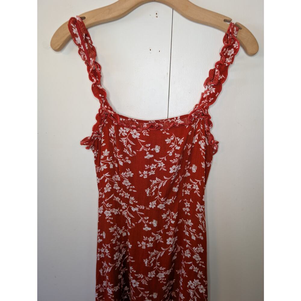 Lulus Garden Ruffle Red Dress | Small | Ruffled Sleeves - Picture 5 of 16